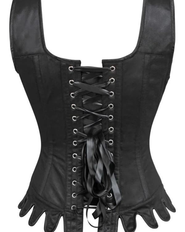 Black Gothic Overbust Corset Top with Shoulder Straps curvycorset.com