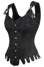 Black Gothic Overbust Corset Top with Shoulder Straps curvycorset.com