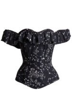 Gothic Cotton Astronomy Print Sleeved Corset Top curvycorset.com