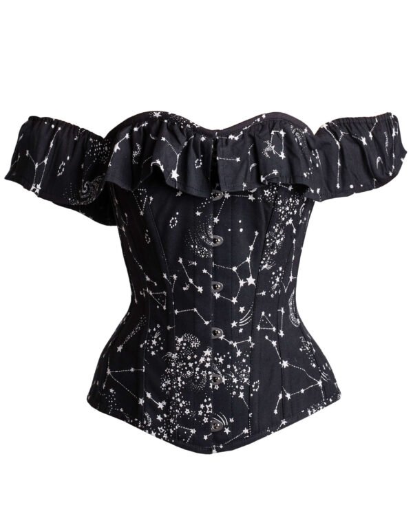 Gothic Cotton Astronomy Print Sleeved Corset Top curvycorset.com