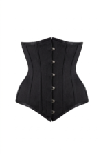 Instant Shape Black Satin Gothic Longline Underbust Corset curvycorset.com