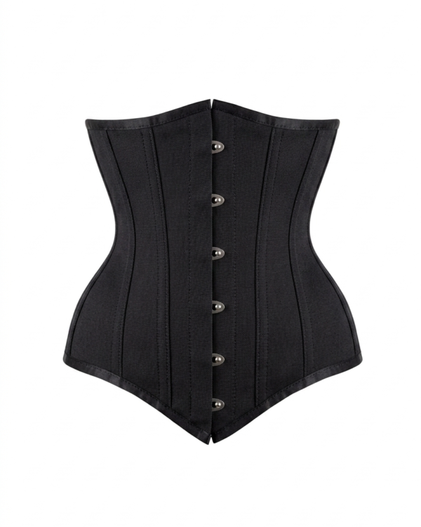 Instant Shape Black Satin Gothic Longline Underbust Corset curvycorset.com