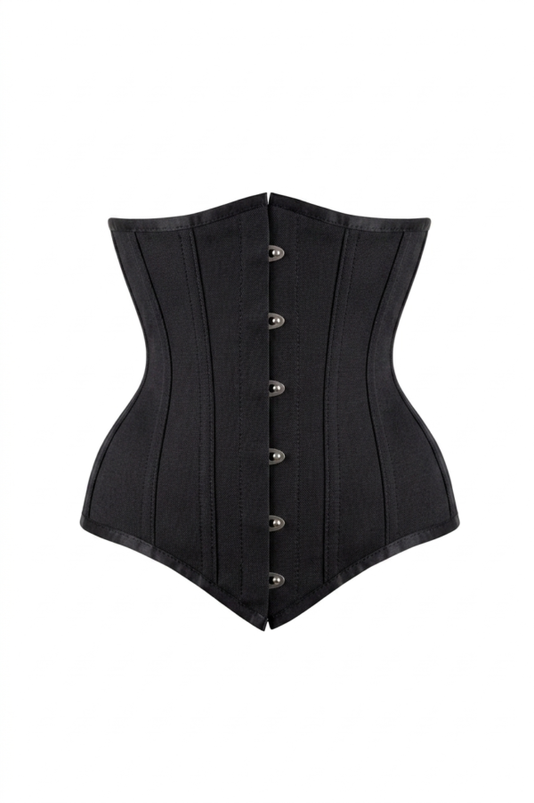 Instant Shape Black Satin Gothic Longline Underbust Corset curvycorset.com