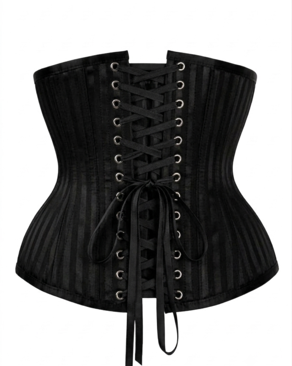 Waist Training Striped Underbust Black Gothic Corset curvycorset.com