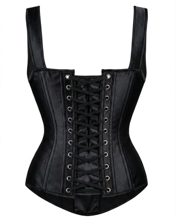 Black High Back Underbust Gothic Corset With Straps curvycorset.com