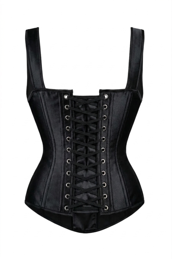 Black High Back Underbust Gothic Corset With Straps curvycorset.com