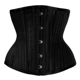 Waist Training Striped Underbust Black Gothic Corset curvycorset.com