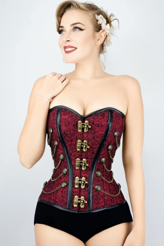 steampunk corset , steampunk corset top , corset top , steampunk bustier , halloween top , brocade corset dress