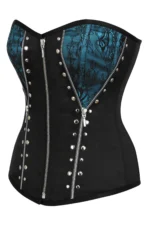 Turquoise and Black Overbust Gothic Corset Top with Zips curvycorset.com