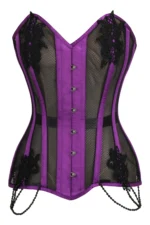 Purple Mesh and Lace Appliqué Waist Taming Gothic Bustier Corset curvycorset.com