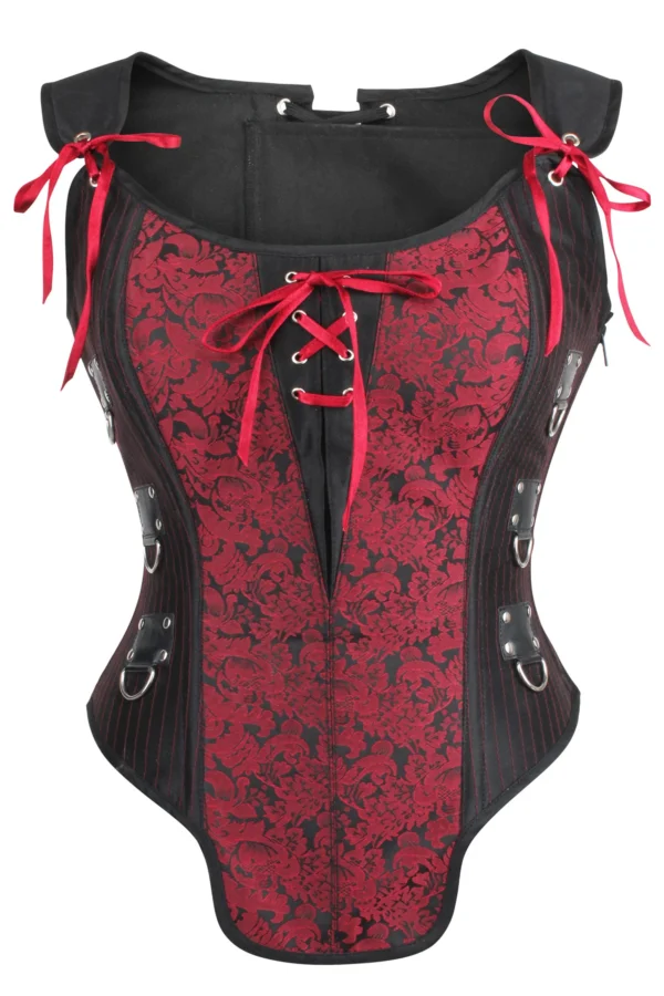 Red and Black Steampunk Gothic Corset with Shoulder Straps