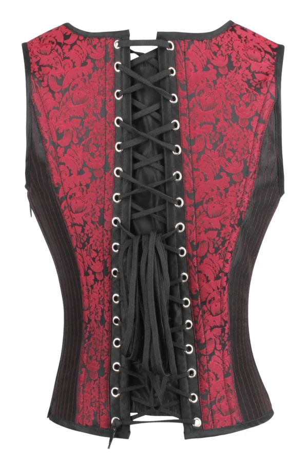 Red and Black Steampunk Gothic Overbust Corset curvycorset.com