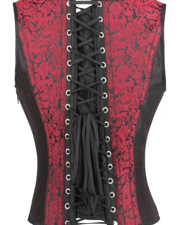 Red and Black Steampunk Gothic Overbust Corset curvycorset.com
