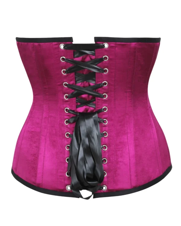 Gothic Black and Pink Longline Underbust Corset curvycorset