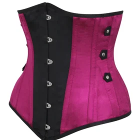 Gothic Black and Pink Longline Underbust Corset curvycorset