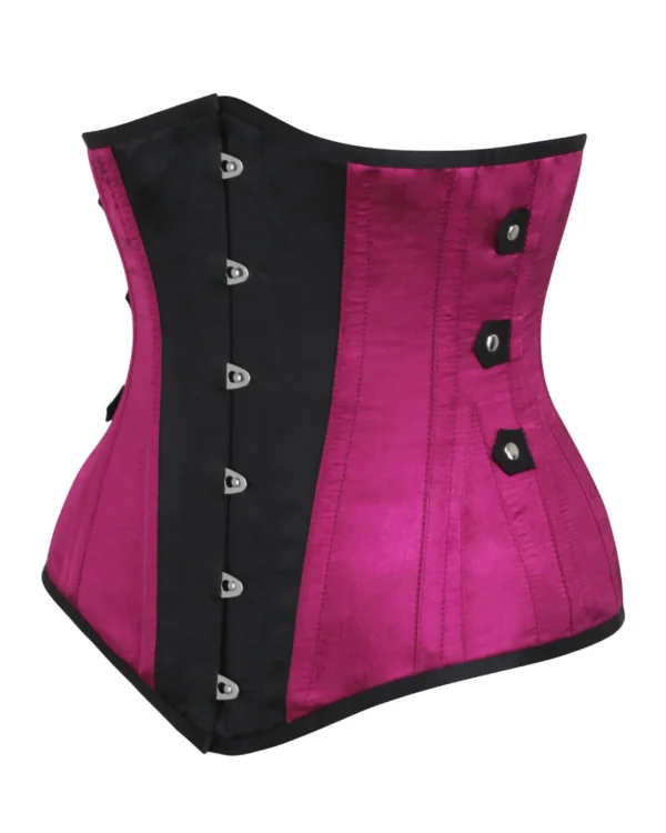 Gothic Black and Pink Longline Underbust Corset curvycorset