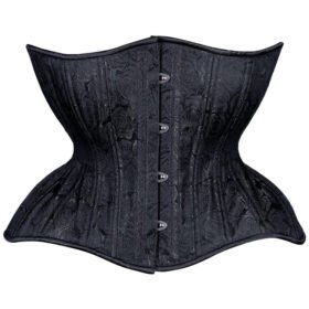 Black Floral Brocade Underbust Hourglass Curvy Extreme Corset