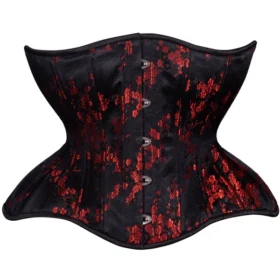 Black and Red Cherry Blossom Hourglass Curvy Extreme Corset