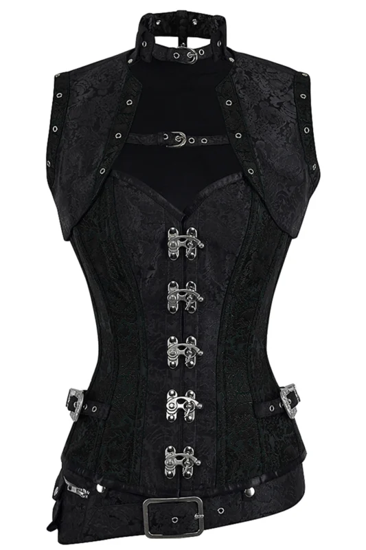 Handmade Fully Steel Boned Steampunk Corset with Jacket & Belt – High-Quality Metalwork and Original Design