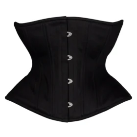 Black Cotton Libby Open Cup Waist Training Curvy Extreme Corset