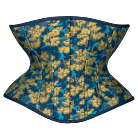 Dandelions on Blue Printed Open Cup Hourglass Curvy Extreme Corset