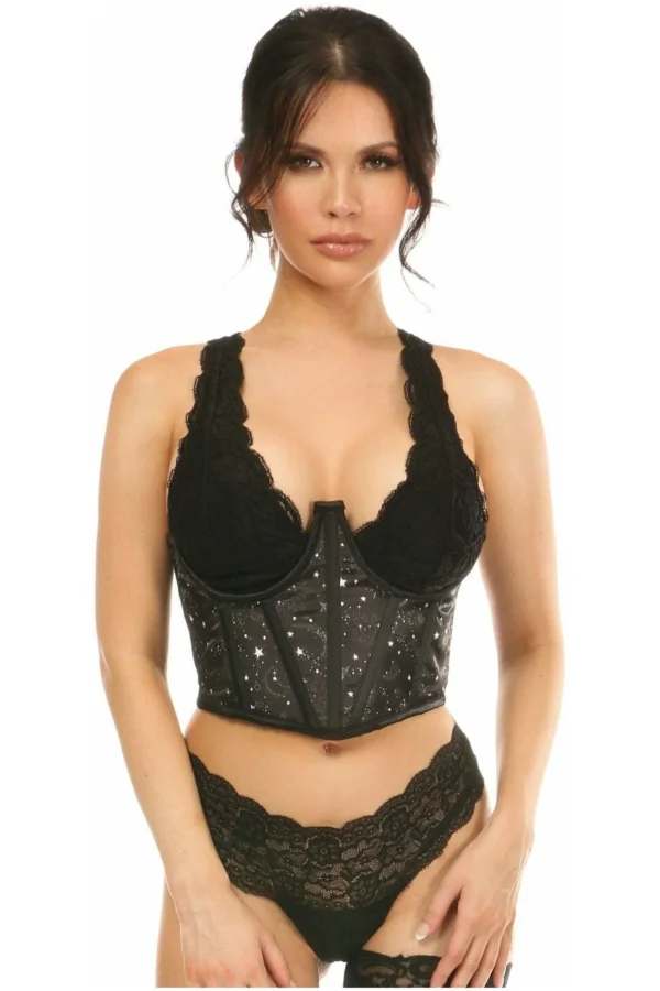 Lavish Celestial Satin Open Cup Waist Cincher Curvy Corset For Women
