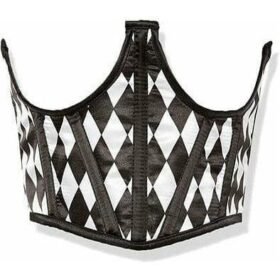 Curvy's Black & White Diamond Satin Open Cup Corsets For Women