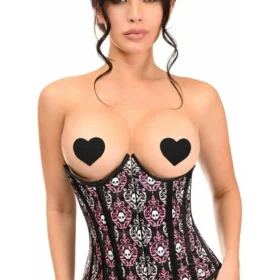 Curvy's Skull Print Underwire Underbust Open Cup Corsets