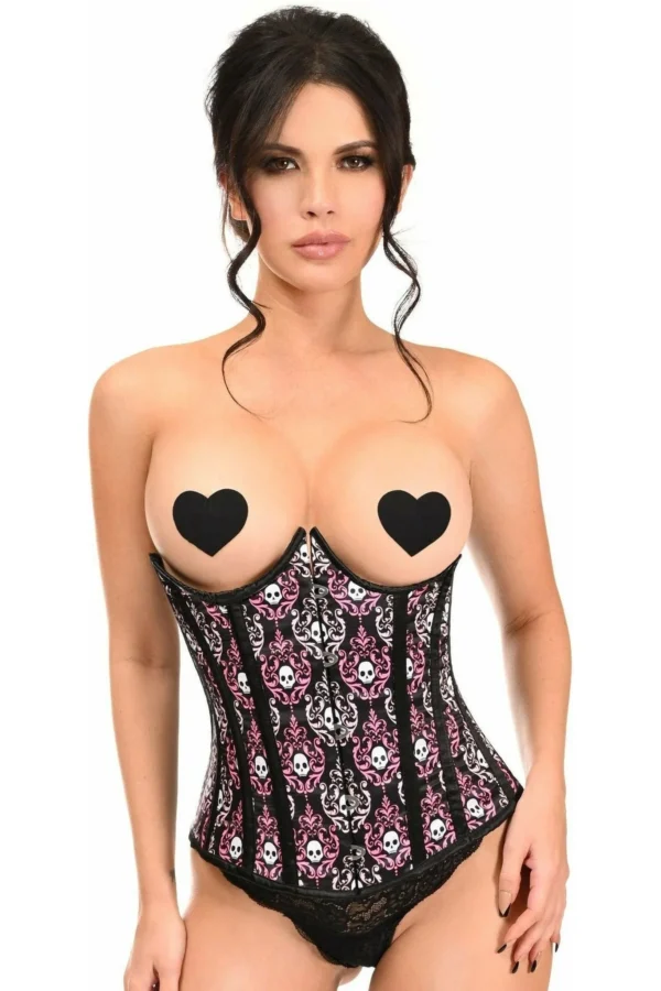 Curvy's Skull Print Underwire Underbust Open Cup Corsets