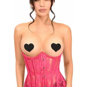 Curvy's Fuchsia Sheer Lace Underwire Underbust Open Cup Corsets