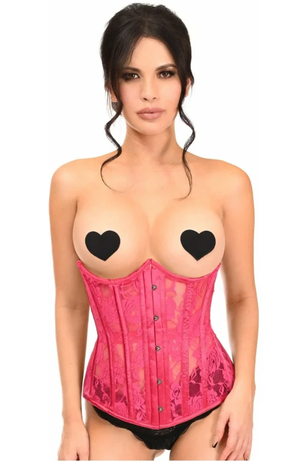 Curvy's Fuchsia Sheer Lace Underwire Underbust Open Cup Corsets