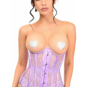 Curvy's Lavender Sheer Lace Underwire Underbust Open Cup Corsets