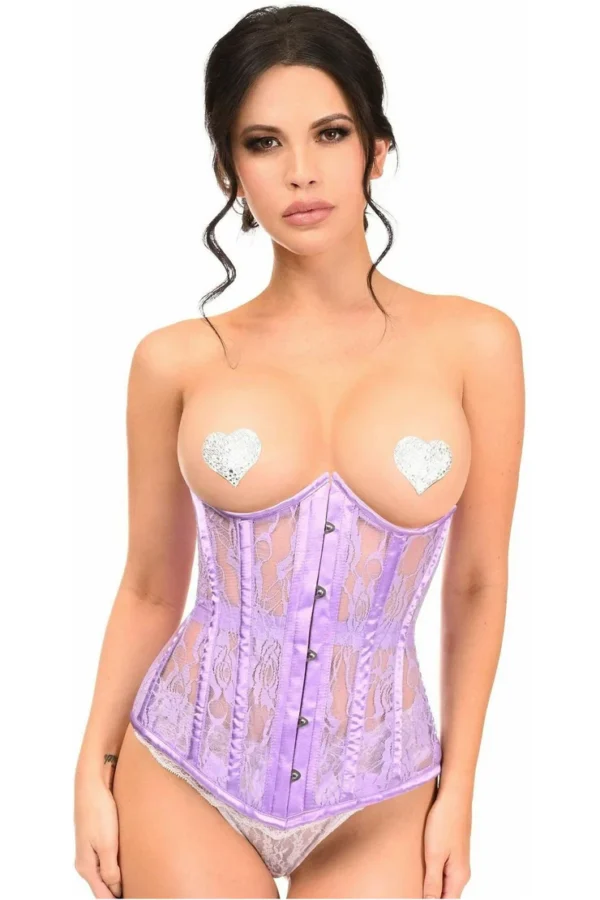 Curvy's Lavender Sheer Lace Underwire Underbust Open Cup Corsets