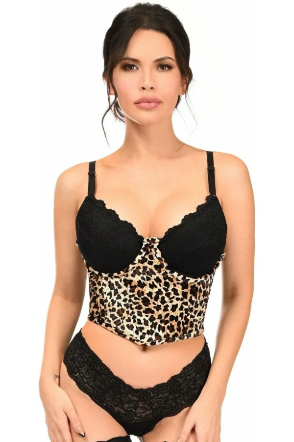 Curvy's Leopard Velvet Underwire Open Cup Corsets Cincher