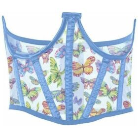Curvy's Butterfly Print Mesh Open Cup Corsets For Women