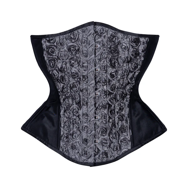 Curvy Extreme Corset 3D Roses in Gray Regular Corset