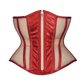 Curvy Extreme Corset Ruby Glitter Mesh Hourglass Regular Corset