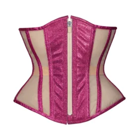 Curvy Extreme Corset Pink Tourmaline Glitter Mesh Regular Corset