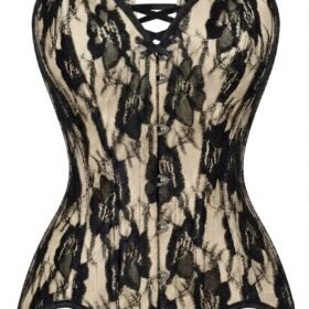 Gothic Satin With Black Lace Overlay Steel Boned Strapless Corset Top curvycorset.com