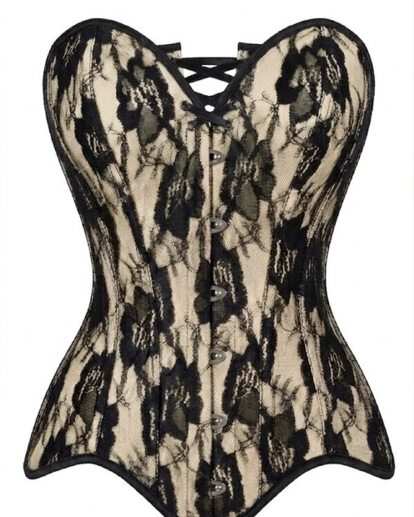 Gothic Satin With Black Lace Overlay Steel Boned Strapless Corset Top curvycorset.com