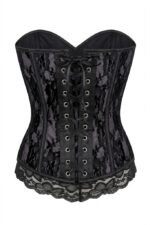 Black Lace Steel Boned Underwire Gothic Bustier Corset Top curvycorset.com
