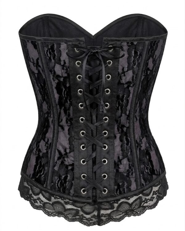 Black Lace Steel Boned Underwire Gothic Bustier Corset Top curvycorset.com