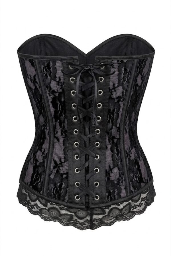 Black Lace Steel Boned Underwire Gothic Bustier Corset Top curvycorset.com