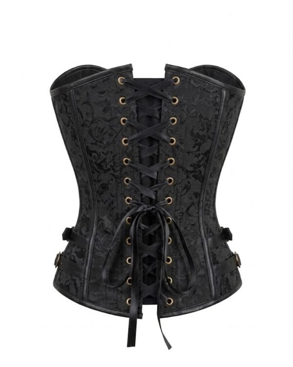 Steampunk Black Brocade & Gold Spikes Steel Boned Gothic Corset curvycorset.com