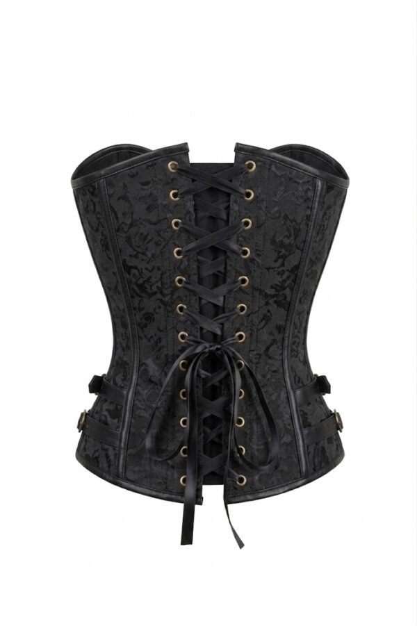 Steampunk Black Brocade & Gold Spikes Steel Boned Gothic Corset curvycorset.com