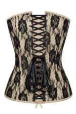 Sexy Nude Satin w/Black Lace Overlay Steel Boned Strapless Gothic Corset Top curvycorset.com