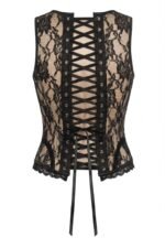 Nude w/Black Lace Steel Boned Underwire Bustier Gothic Corset curvycorset.com
