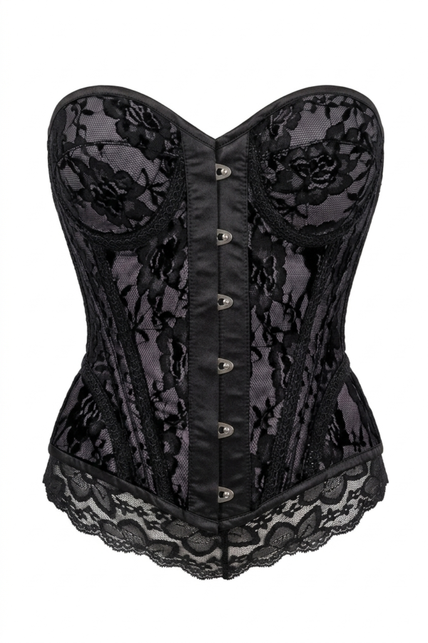 Black Lace Steel Boned Underwire Gothic Bustier Corset Top
