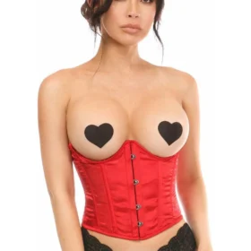 Lavish Curvy Red Satin Open Bust Underwire Short Underbust Corset