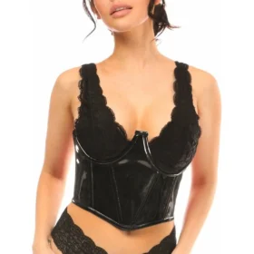 Curvy's Black Patent PVC Open Cup Corsets
